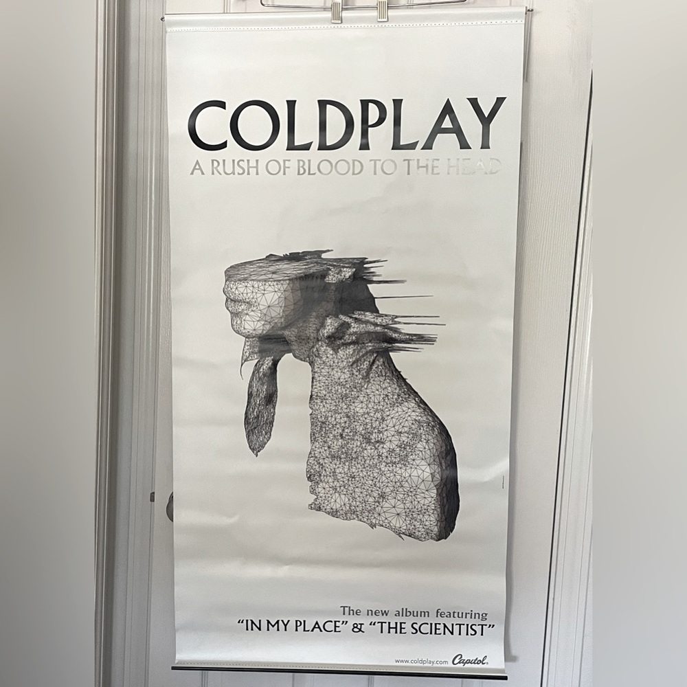 VERY RARE: COLDPLAY A Rush Of Blood To The Head vinyl promo banner from 2002